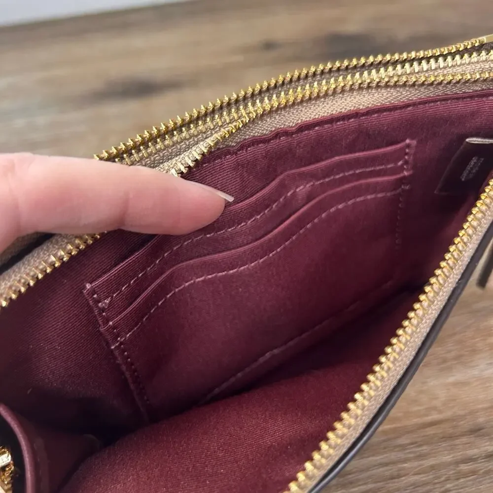 Coach Double Zip Leather Wristlet